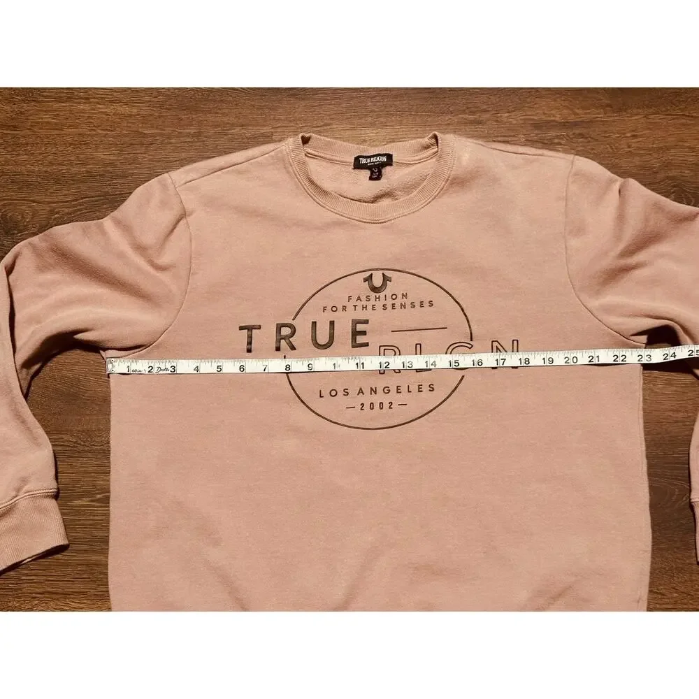 TRUE RELIGION Men’s Halo Sweatshirt Los Angeles Graphic Sweater Maeve Pink SZ L